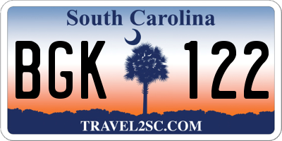 SC license plate BGK122