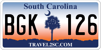 SC license plate BGK126