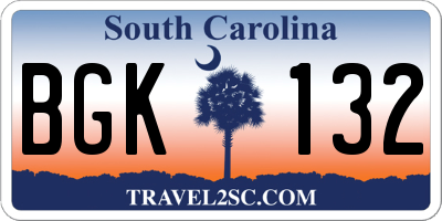SC license plate BGK132