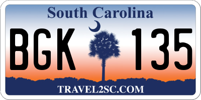 SC license plate BGK135