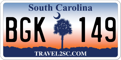 SC license plate BGK149