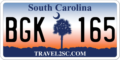 SC license plate BGK165