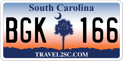 SC license plate BGK166