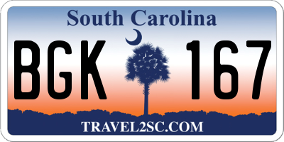 SC license plate BGK167