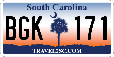 SC license plate BGK171