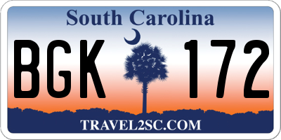 SC license plate BGK172