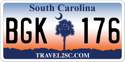 SC license plate BGK176