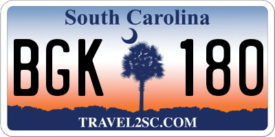 SC license plate BGK180