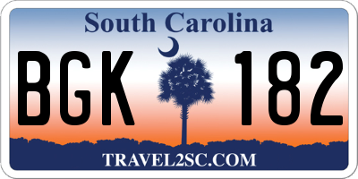 SC license plate BGK182