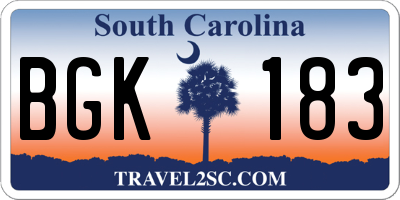 SC license plate BGK183