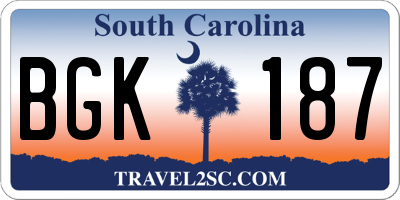 SC license plate BGK187