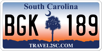SC license plate BGK189