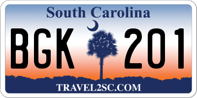 SC license plate BGK201