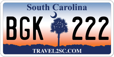 SC license plate BGK222