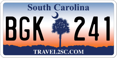 SC license plate BGK241