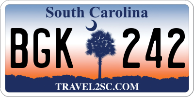 SC license plate BGK242