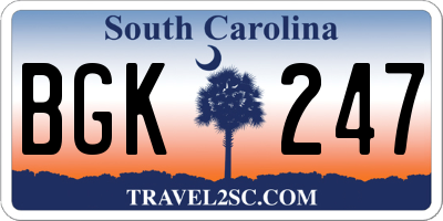 SC license plate BGK247