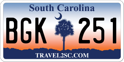 SC license plate BGK251