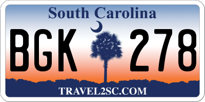 SC license plate BGK278