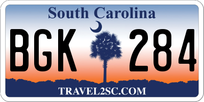 SC license plate BGK284