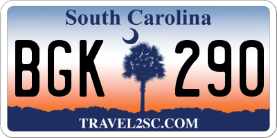 SC license plate BGK290