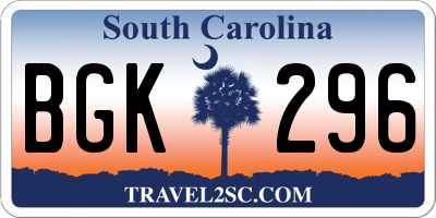 SC license plate BGK296