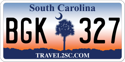 SC license plate BGK327