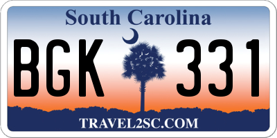 SC license plate BGK331