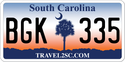 SC license plate BGK335