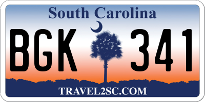 SC license plate BGK341