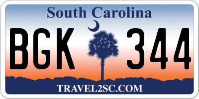 SC license plate BGK344
