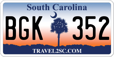 SC license plate BGK352