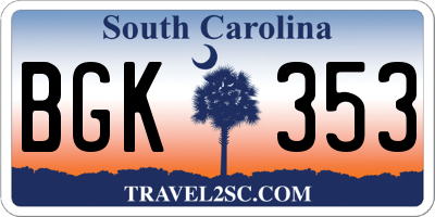 SC license plate BGK353