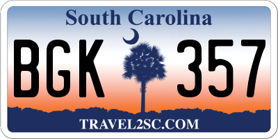 SC license plate BGK357