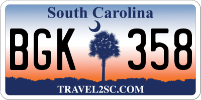 SC license plate BGK358