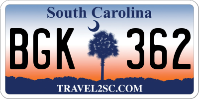 SC license plate BGK362