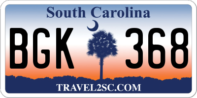 SC license plate BGK368