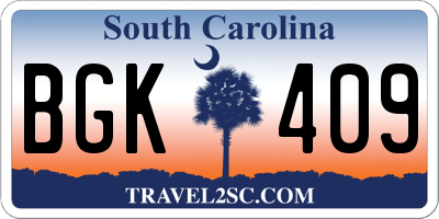 SC license plate BGK409