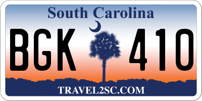 SC license plate BGK410