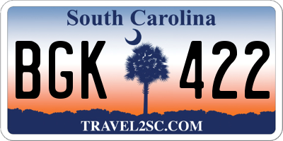 SC license plate BGK422