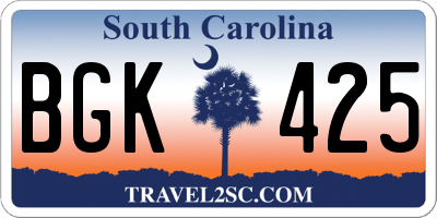 SC license plate BGK425