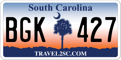 SC license plate BGK427