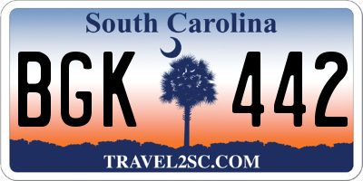 SC license plate BGK442