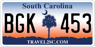 SC license plate BGK453