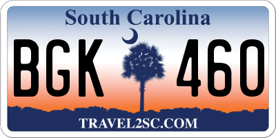 SC license plate BGK460