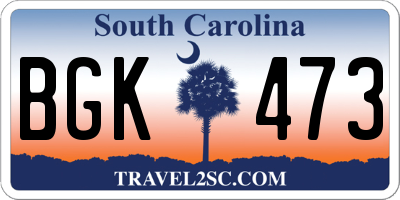 SC license plate BGK473