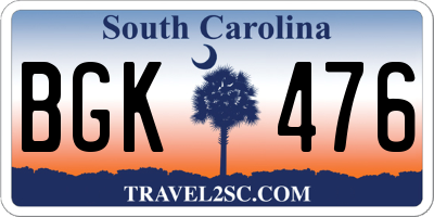 SC license plate BGK476