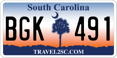 SC license plate BGK491