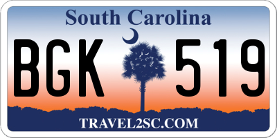 SC license plate BGK519