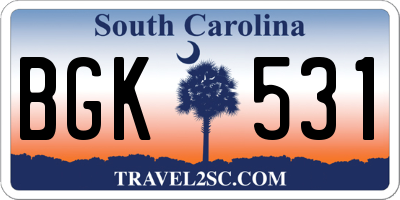 SC license plate BGK531